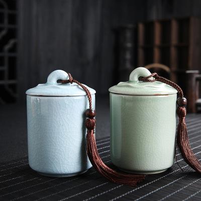 茶叶罐陶瓷紫砂密封茶盒茶仓旅行储物罐普洱罐中式存茶罐特价复古
