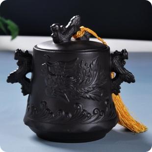 紫砂茶叶罐陶瓷 大中小号密封罐红茶存储罐普洱茶罐1斤陶缸包装盒